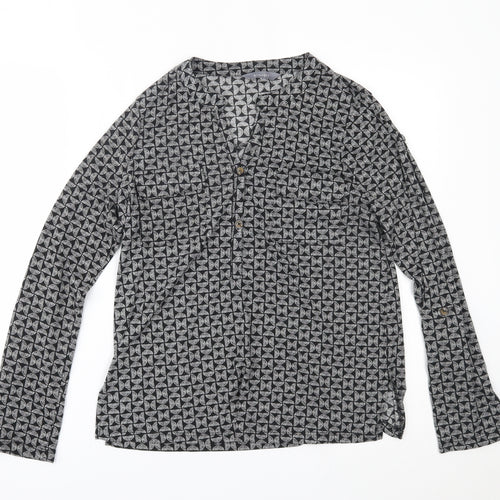 Principles Womens Black Geometric  Basic Button-Up Size 12