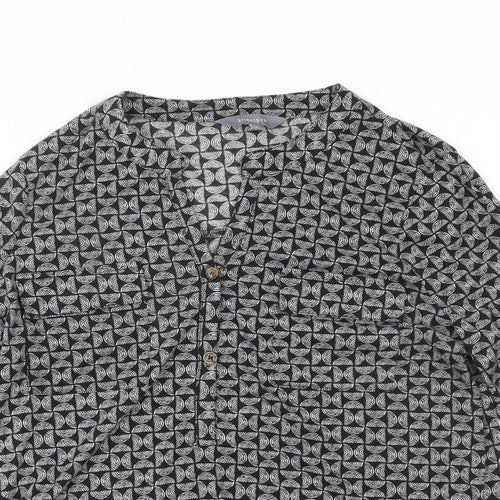 Principles Womens Black Geometric  Basic Button-Up Size 12