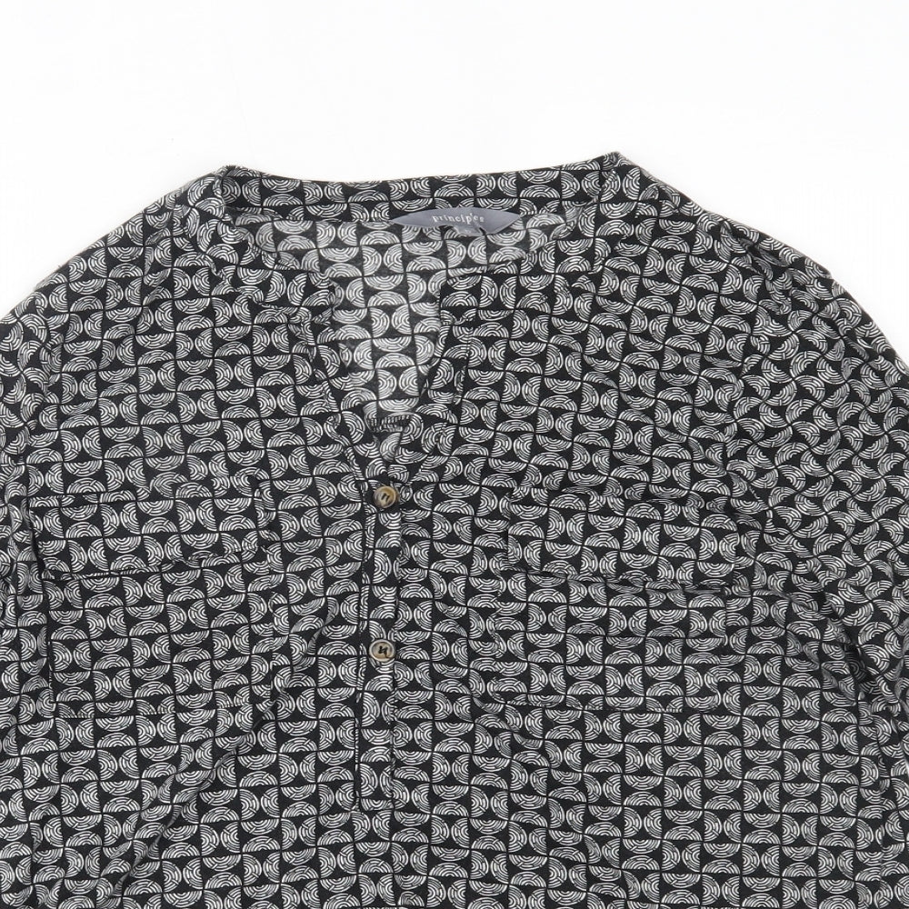 Principles Womens Black Geometric  Basic Button-Up Size 12