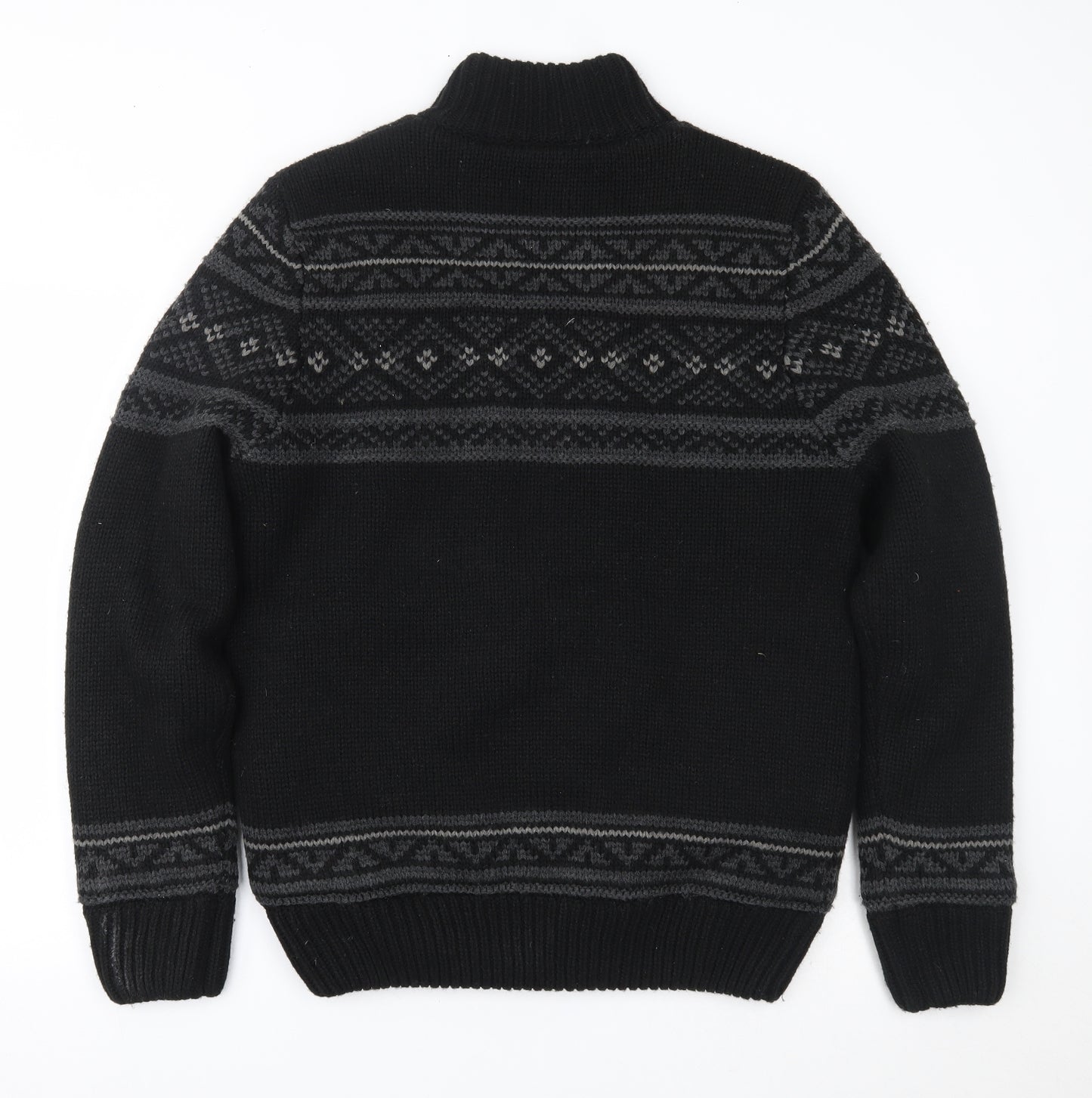 TU Mens Black Fair Isle  Jacket  Size S