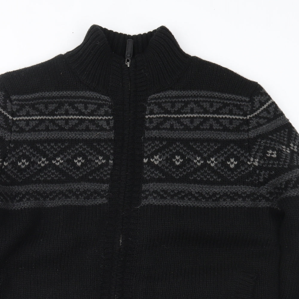 TU Mens Black Fair Isle  Jacket  Size S