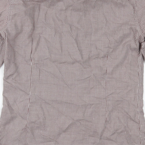 Marks and Spencer Mens Red Houndstooth   Button-Up Size 14.5