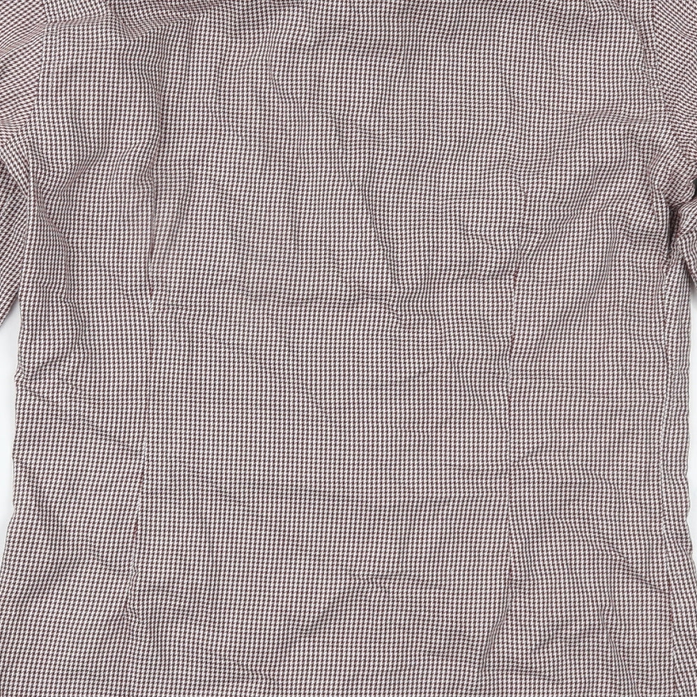 Marks and Spencer Mens Red Houndstooth   Button-Up Size 14.5