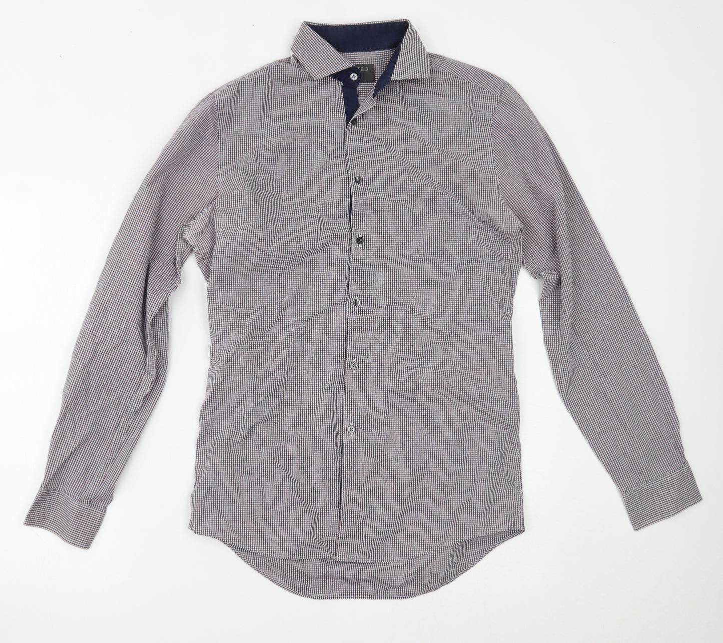 Marks and Spencer Mens Blue Plaid   Button-Up Size 14.5