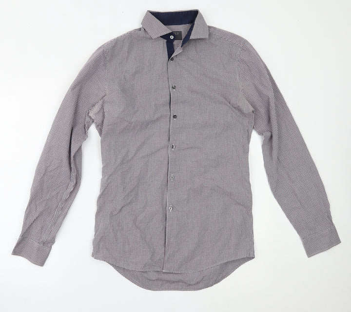 Marks and Spencer Mens Blue Plaid   Button-Up Size 14.5