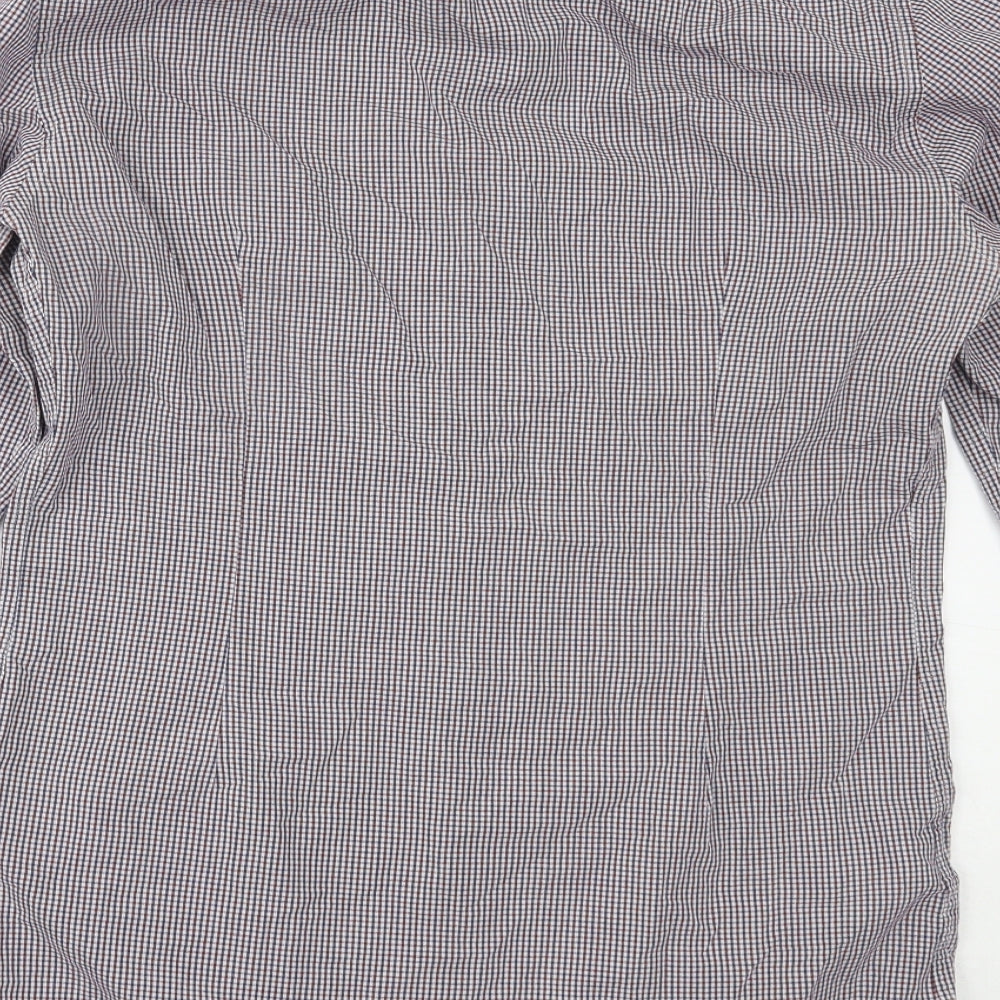 Marks and Spencer Mens Blue Plaid   Button-Up Size 14.5