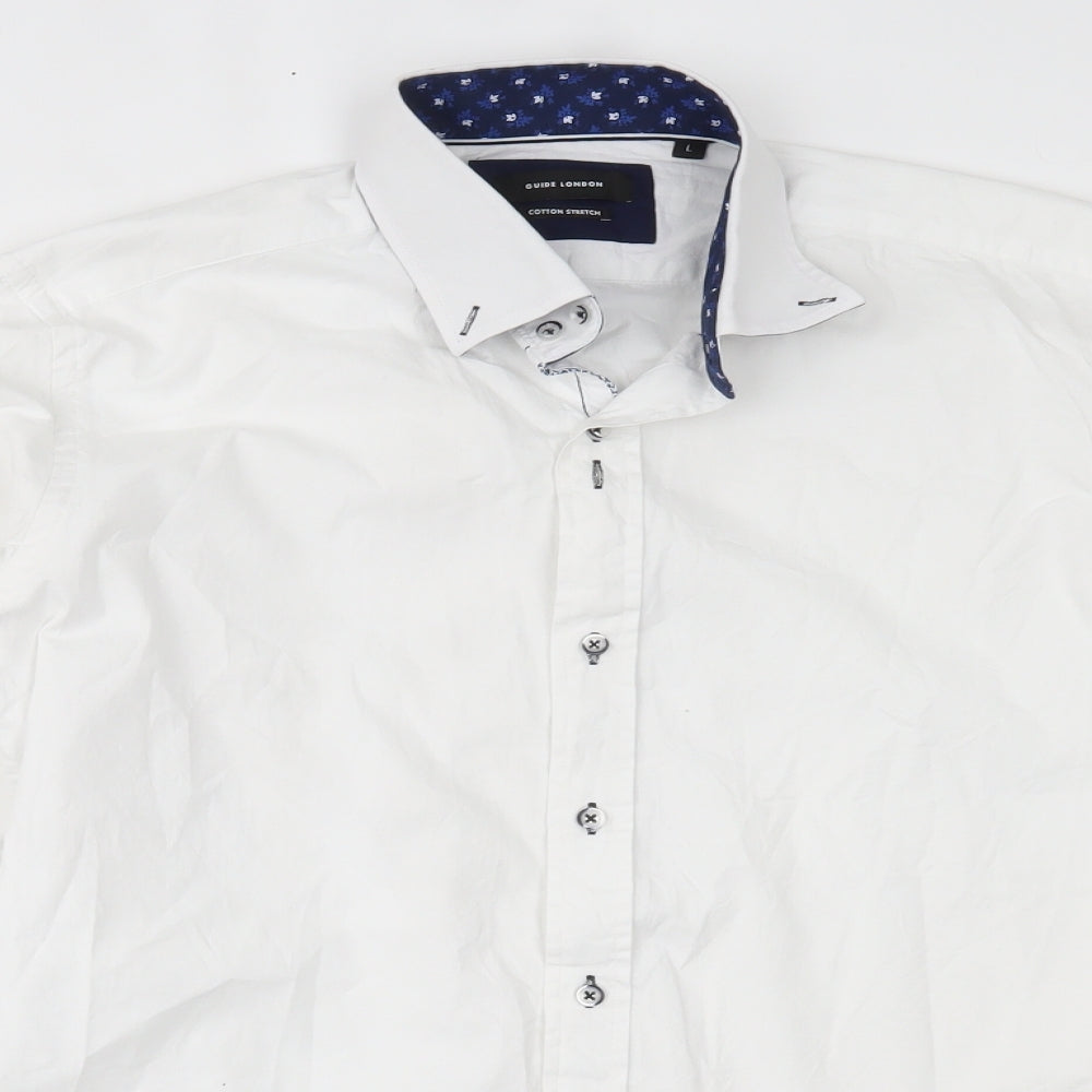 Guide London Mens White    Dress Shirt Size L