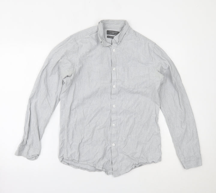 Primark Mens Grey Button-Up Size S