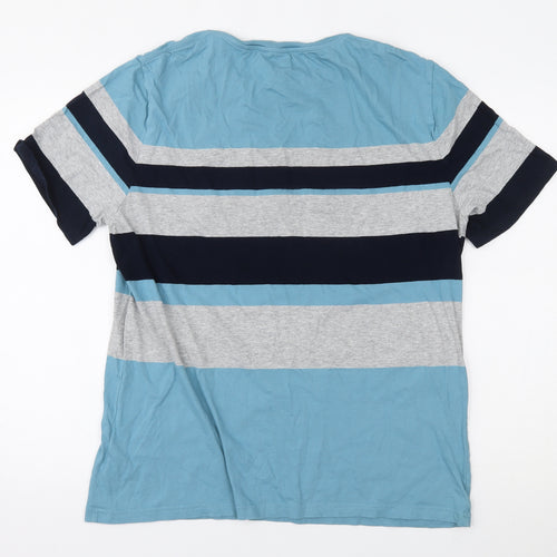 Marks and Spencer Mens Blue Striped   T-Shirt Size L