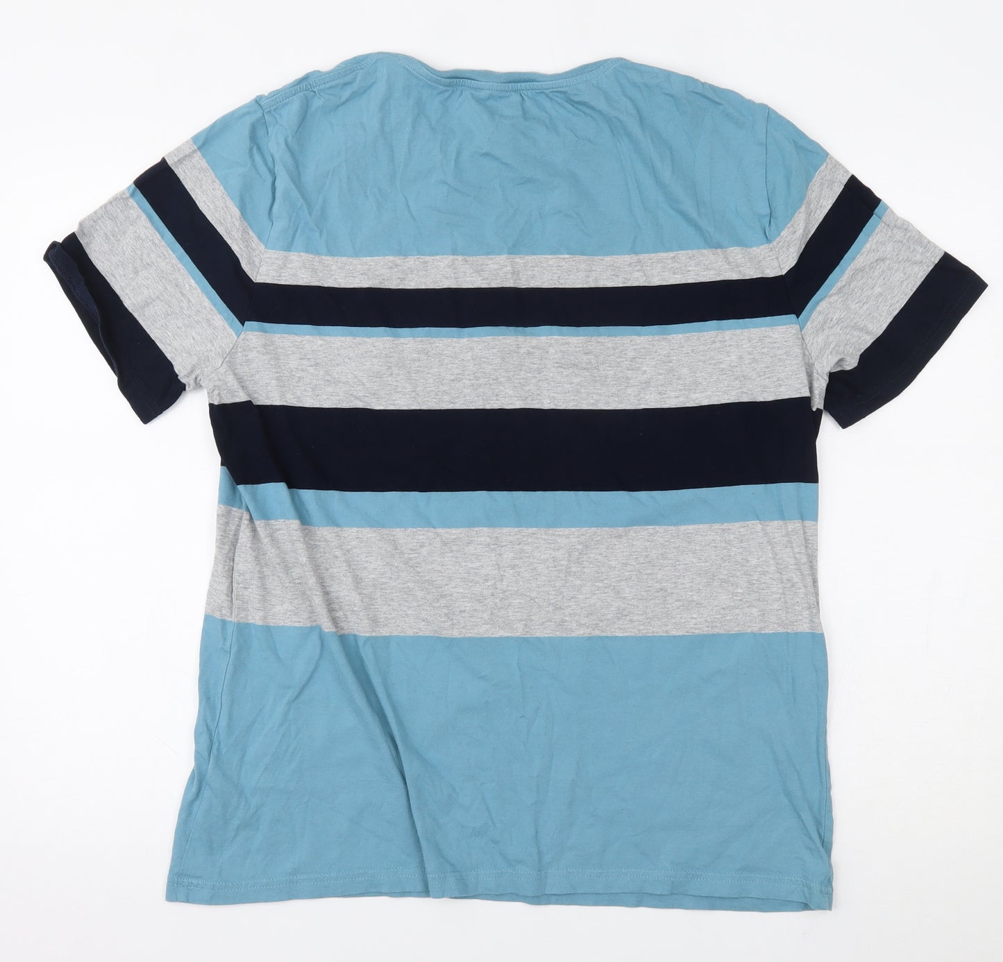 Marks and Spencer Mens Blue Striped   T-Shirt Size L