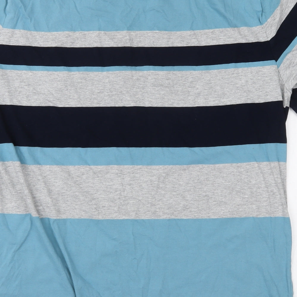 Marks and Spencer Mens Blue Striped   T-Shirt Size L