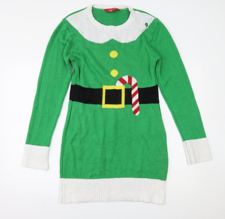 Jingle Bells Womens Green Bodycon Size M