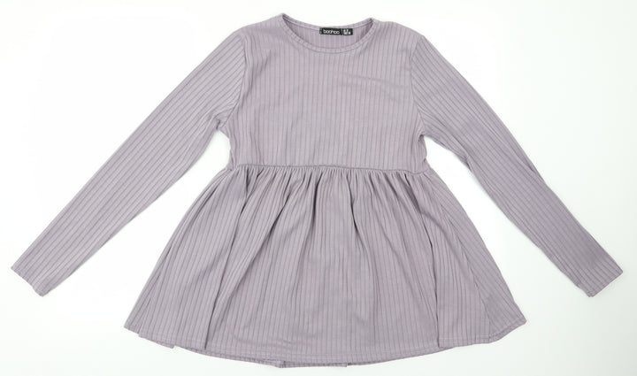 Boohoo Womens Purple Basic Blouse Size 10