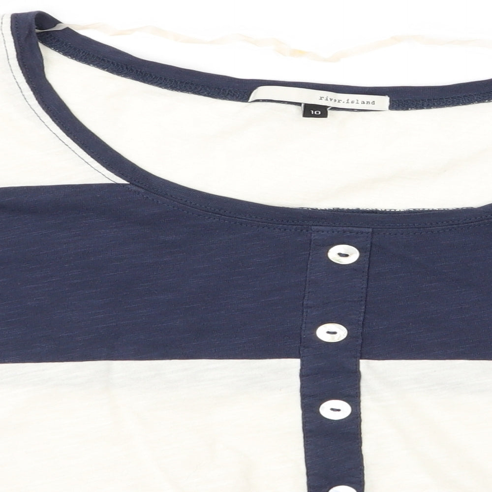 River Island Womens Blue Striped  Basic Blouse Size 10
