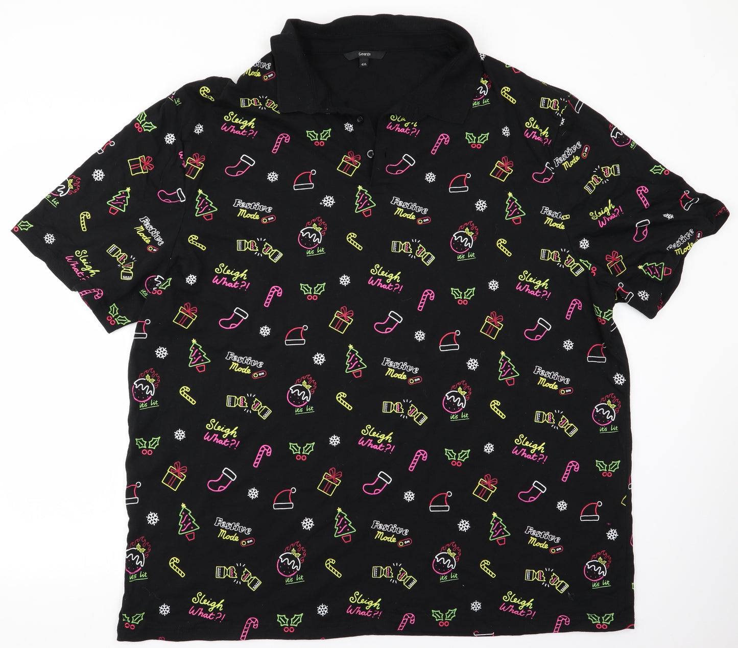 George Mens Multicoloured    Polo Size 4XL  - Christmas