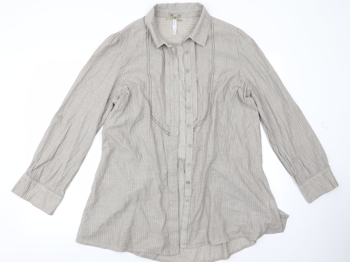 NEXT Womens Green Striped  Basic Button-Up Size 16