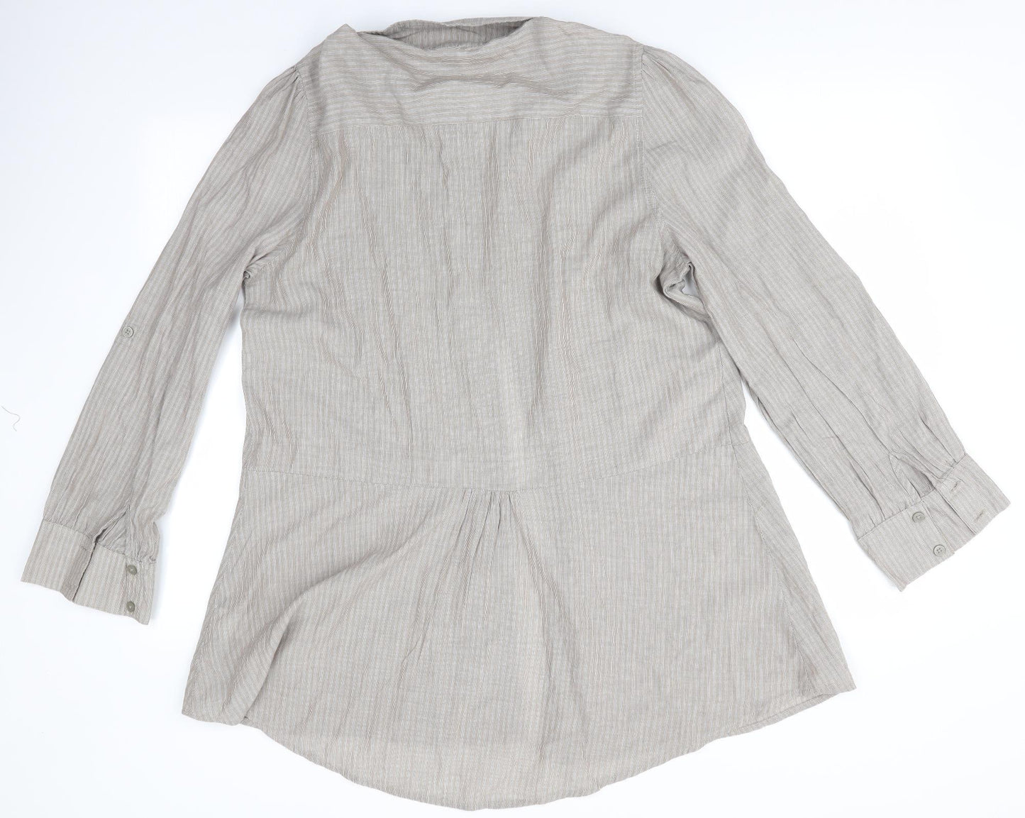 NEXT Womens Green Striped  Basic Button-Up Size 16