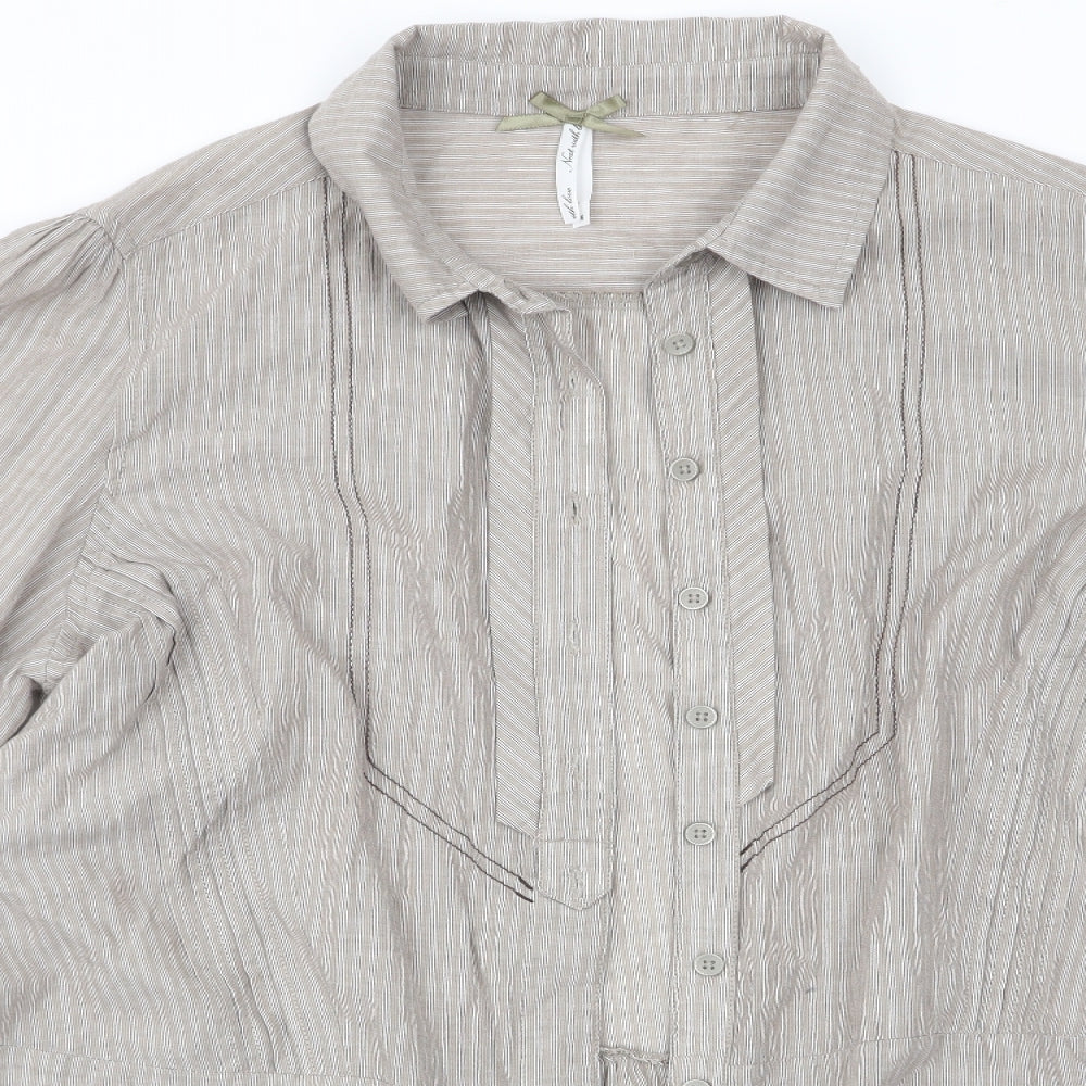 NEXT Womens Green Striped  Basic Button-Up Size 16