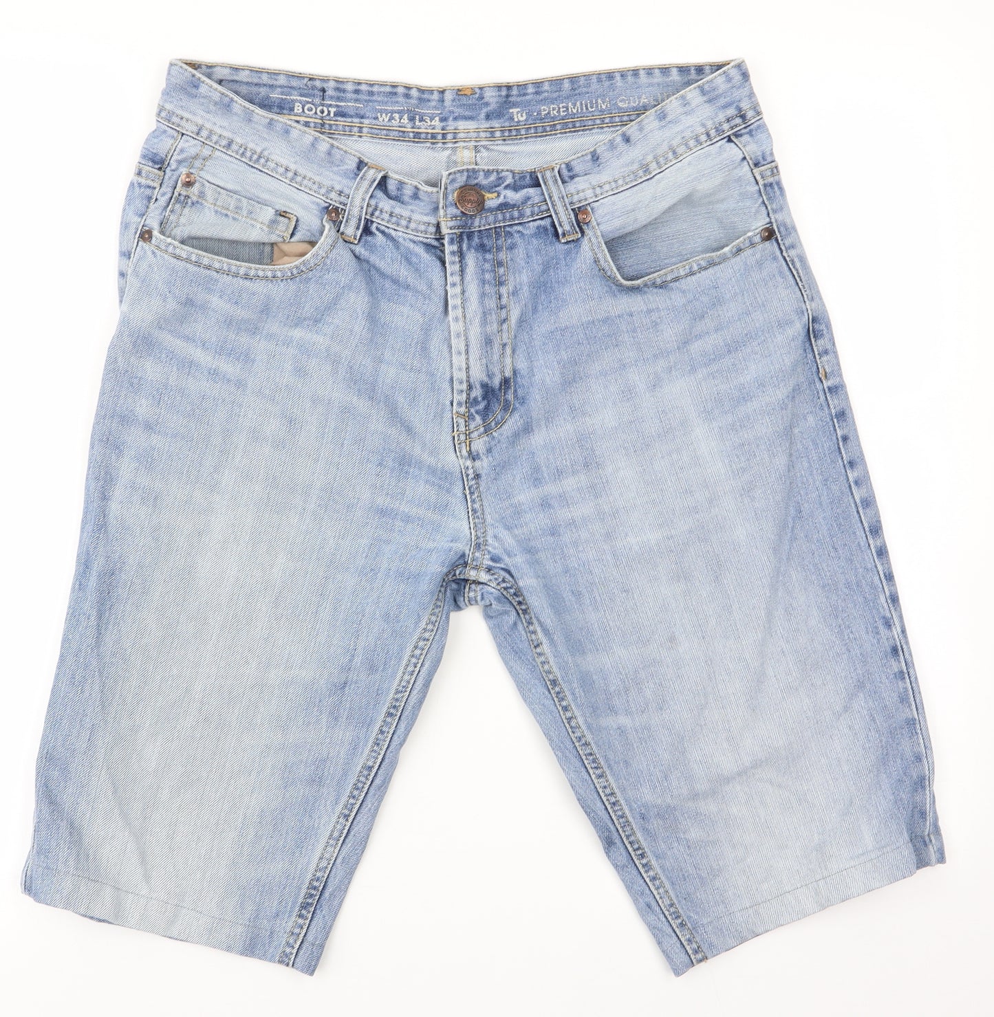 TU Mens Blue   Chino Shorts Size 34 in