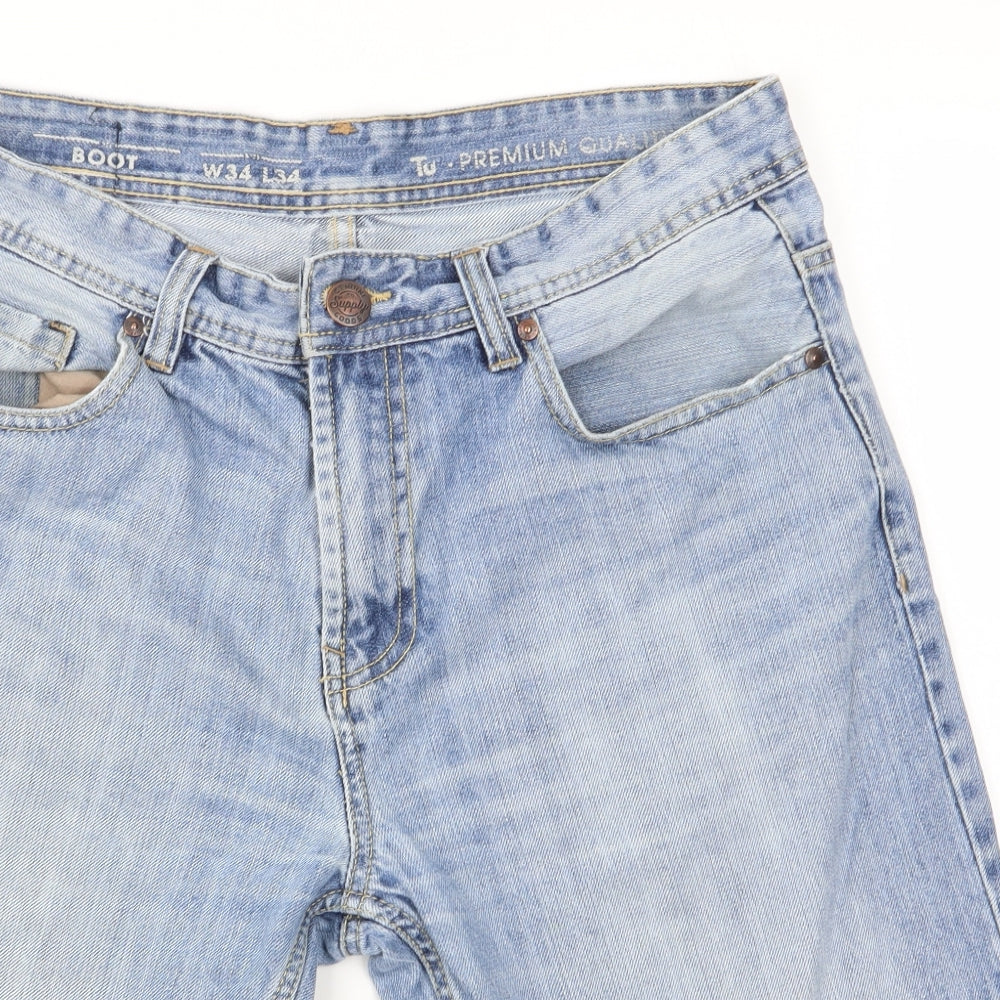 TU Mens Blue   Chino Shorts Size 34 in