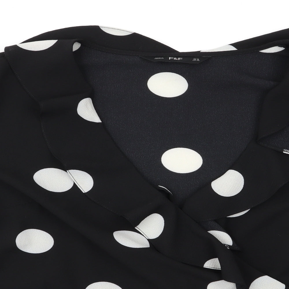 F&F Womens Black Polka Dot  Basic Blouse Size 14