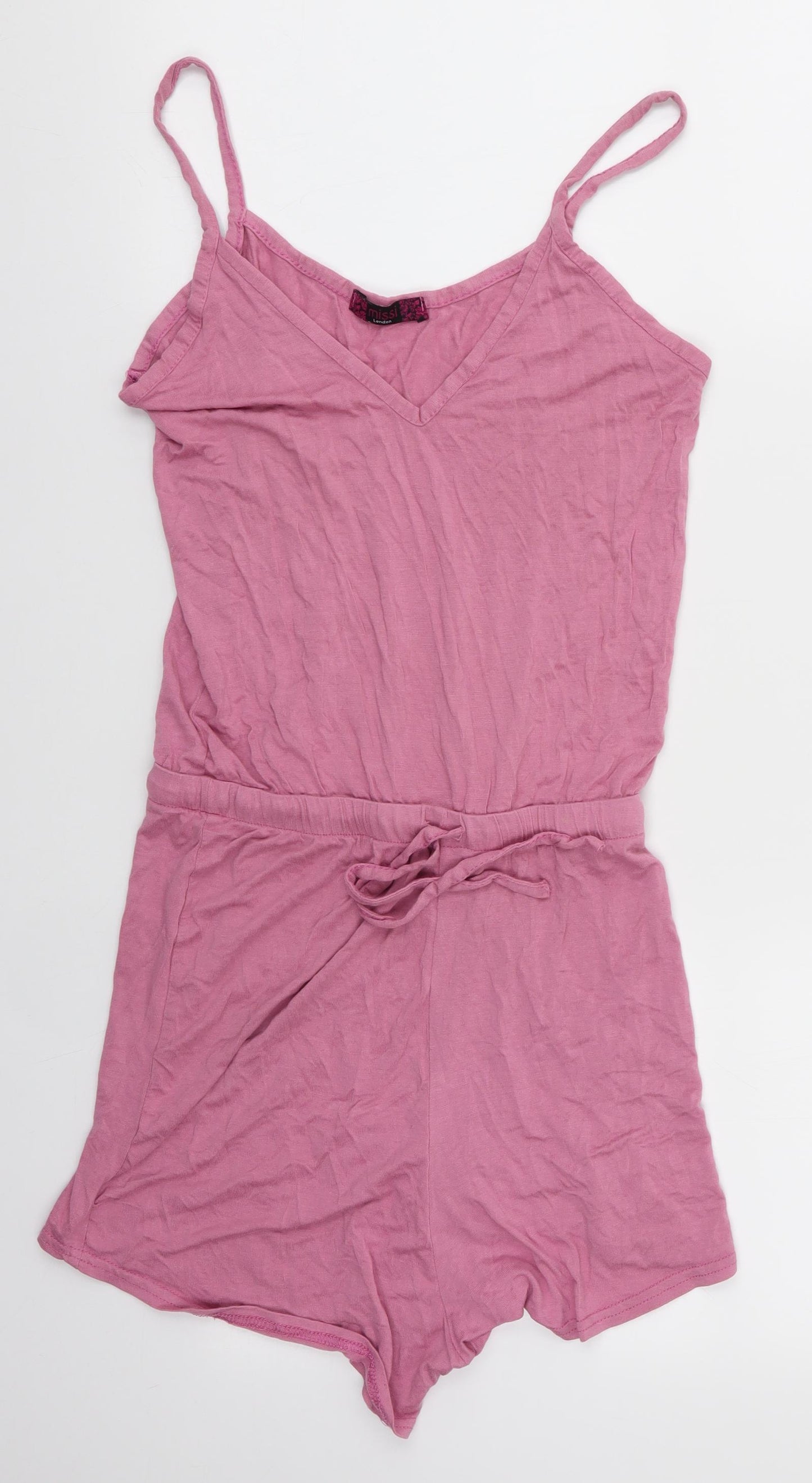 Missi Womens Pink Solid  Top One Piece Size 8