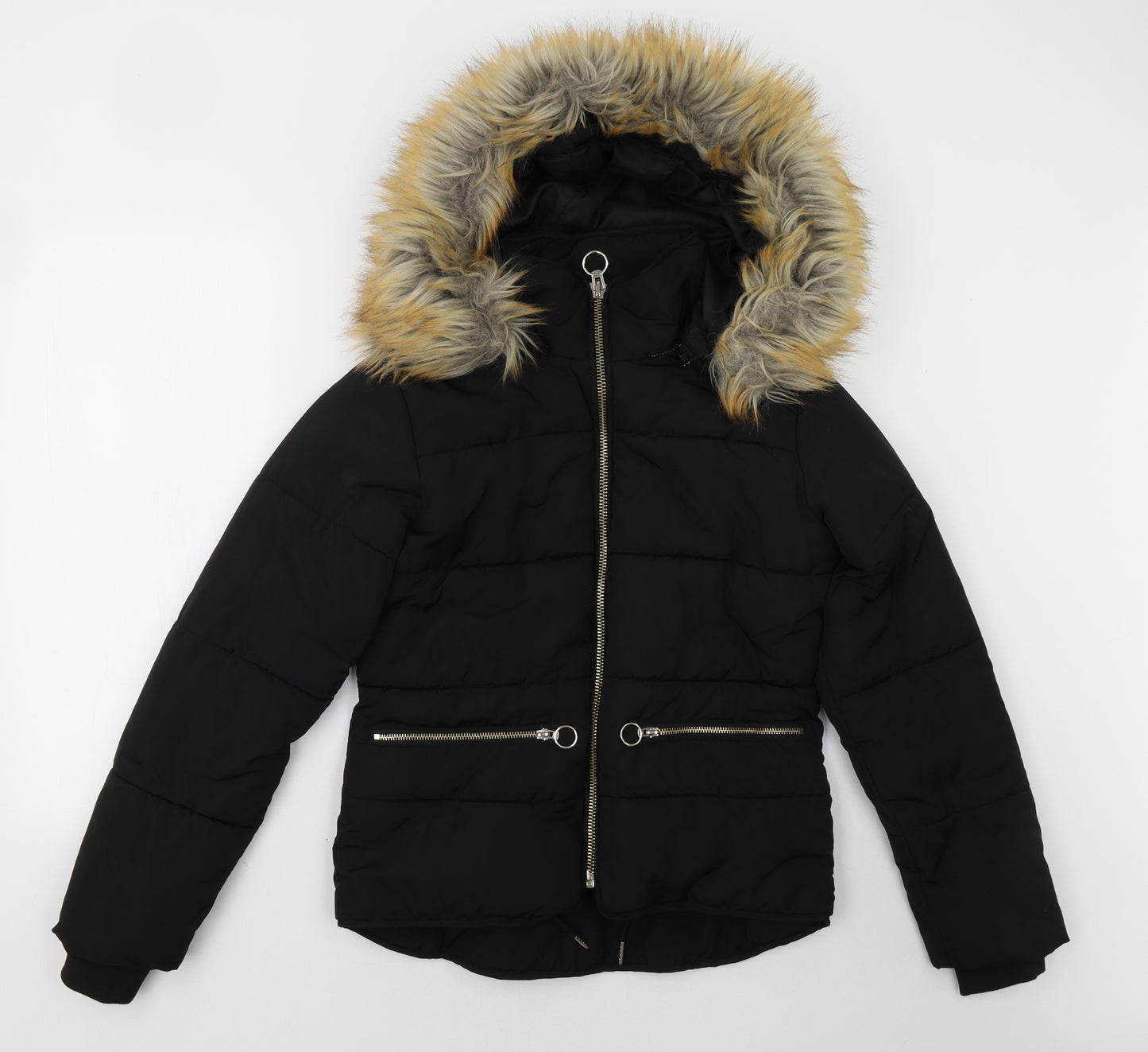 Topshop Womens Black   Puffer Jacket Jacket Size 6