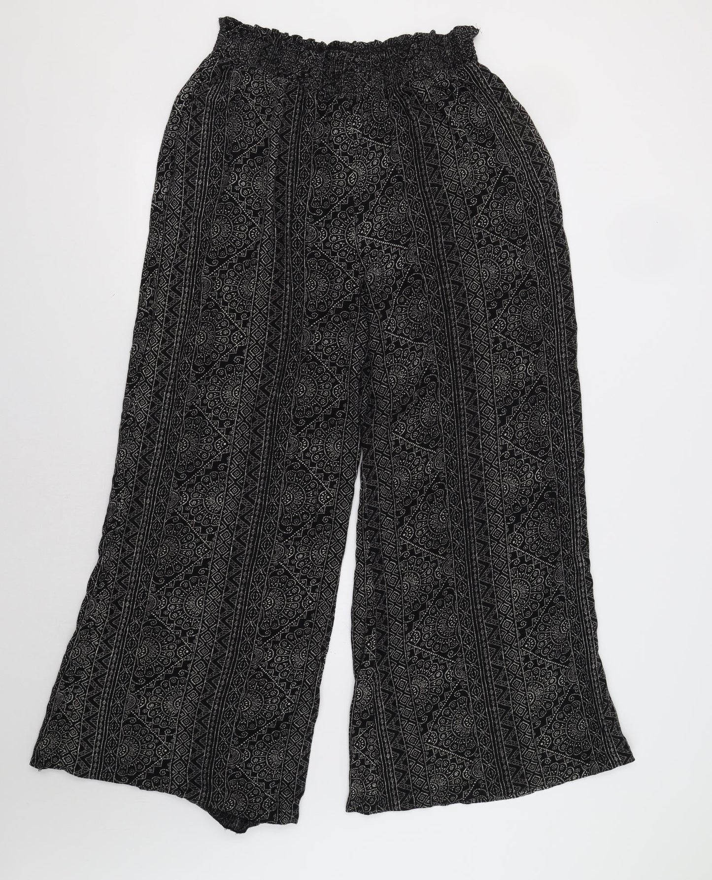 New Look Womens Black Geometric  Trousers  Size 16 L29 in
