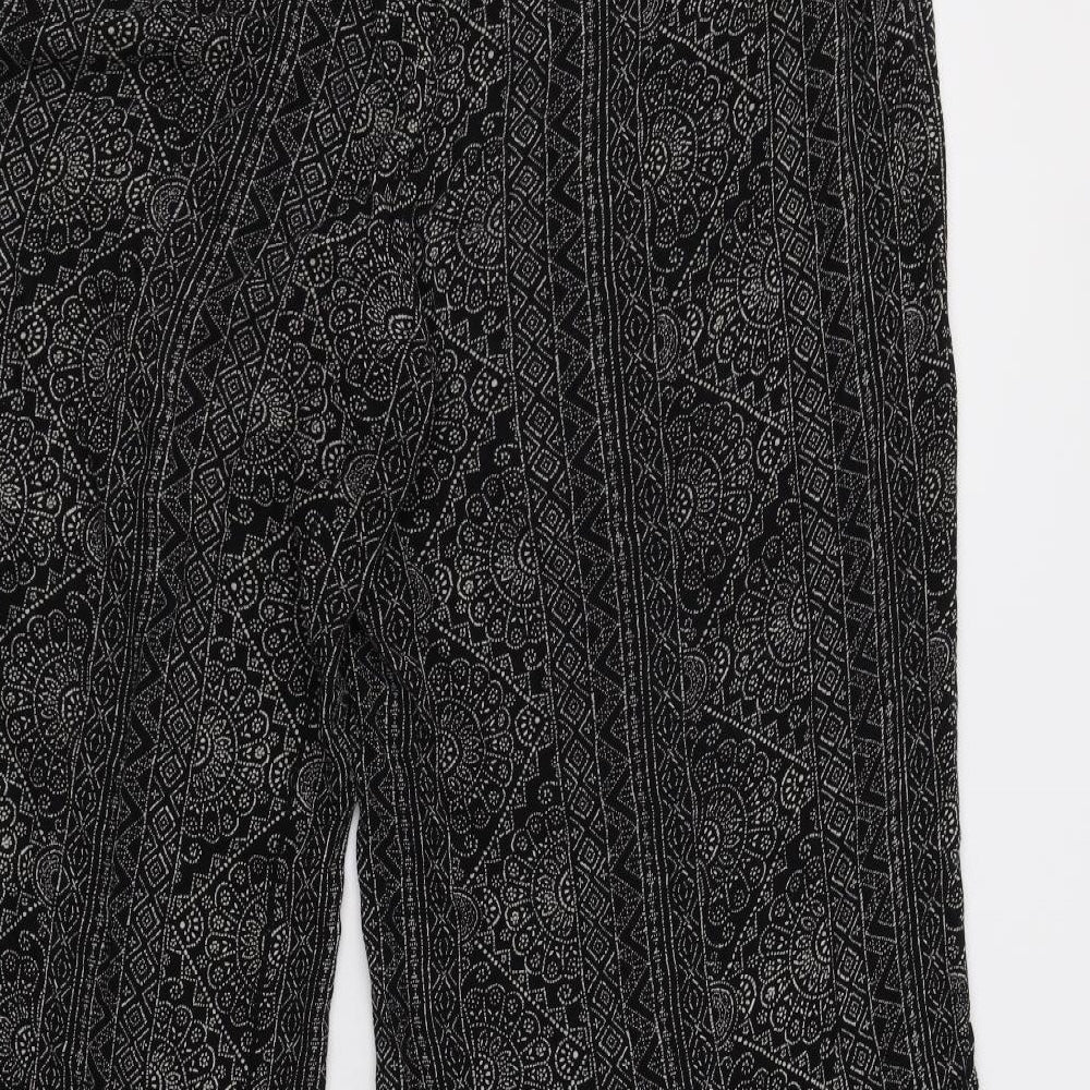 New Look Womens Black Geometric  Trousers  Size 16 L29 in