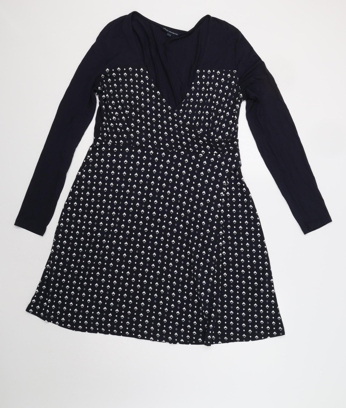 French Connection Womens Blue Geometric  Fit & Flare  Size 16