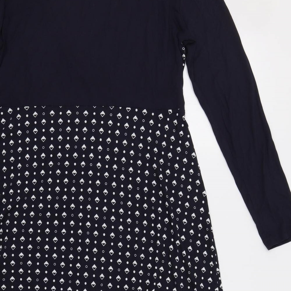 French Connection Womens Blue Geometric  Fit & Flare  Size 16