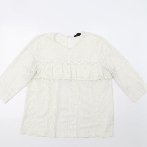 H&M Womens Ivory Geometric Lace Basic Blouse Size L