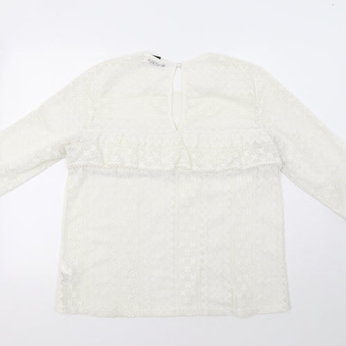 H&M Womens Ivory Geometric Lace Basic Blouse Size L