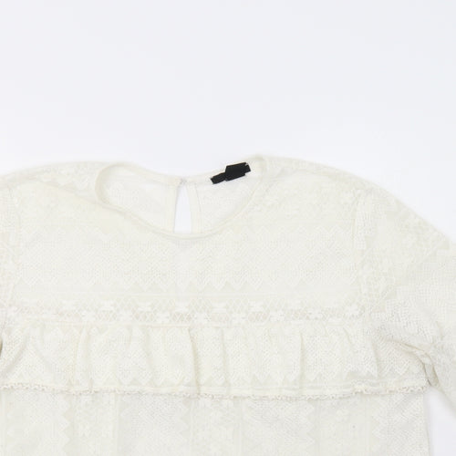 H&M Womens Ivory Geometric Lace Basic Blouse Size L