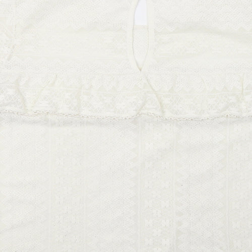 H&M Womens Ivory Geometric Lace Basic Blouse Size L