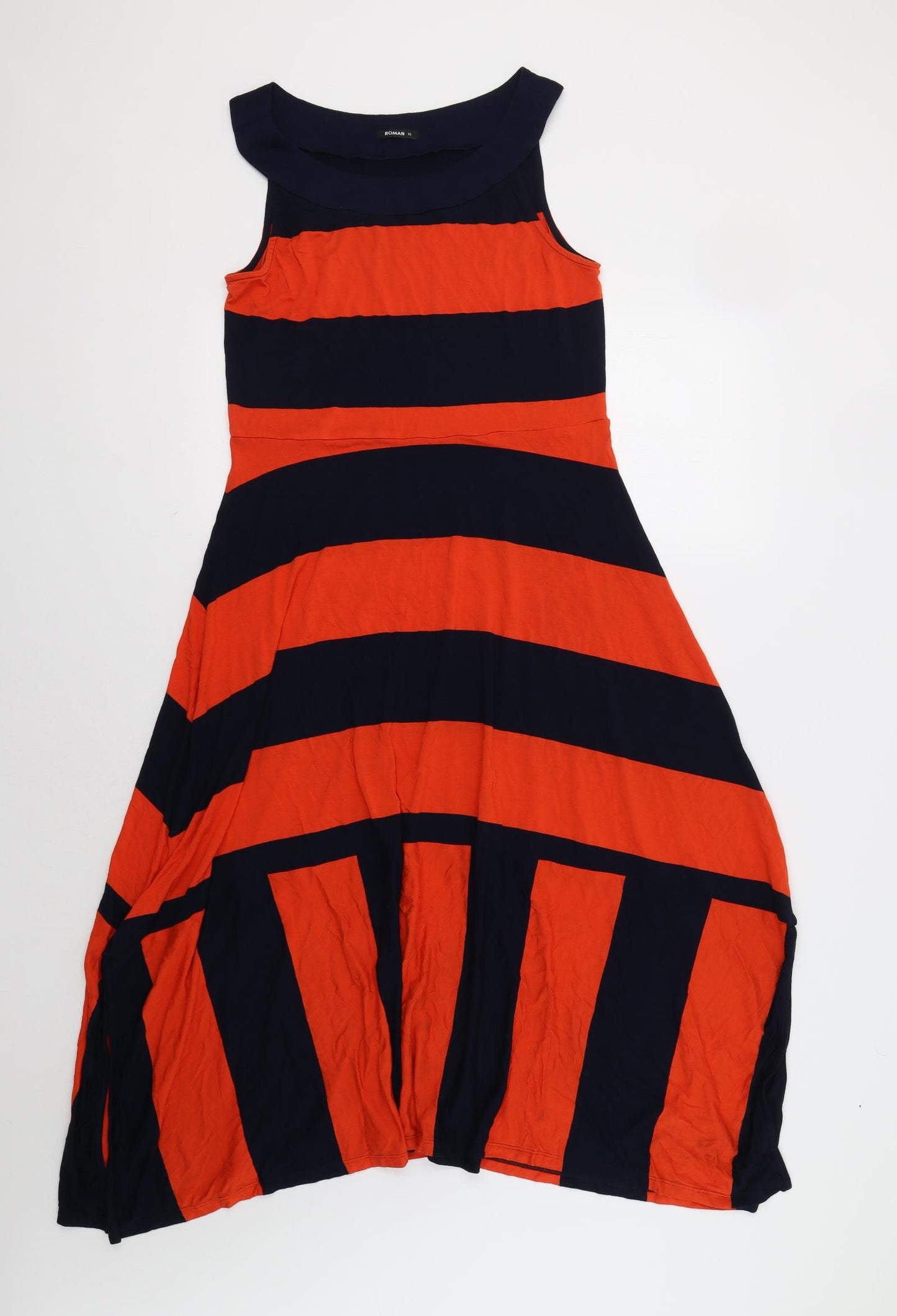 Roman Womens Red Striped  Maxi  Size 12