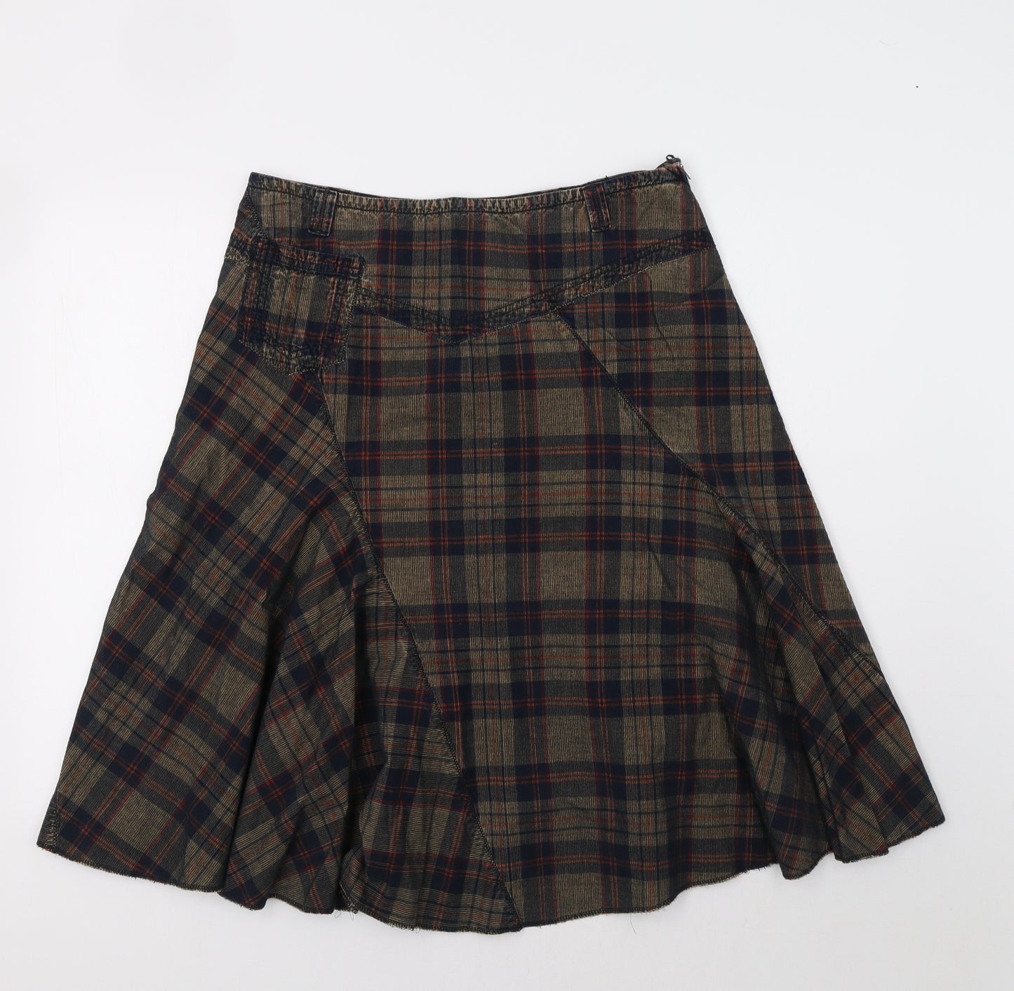 Per Una Womens Green Check  A-Line Skirt Size 14