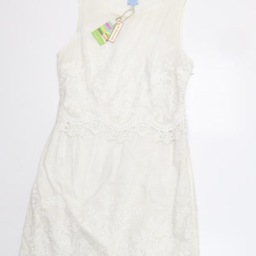 Joules Womens Ivory Floral  A-Line  Size 14  - Lace Detail
