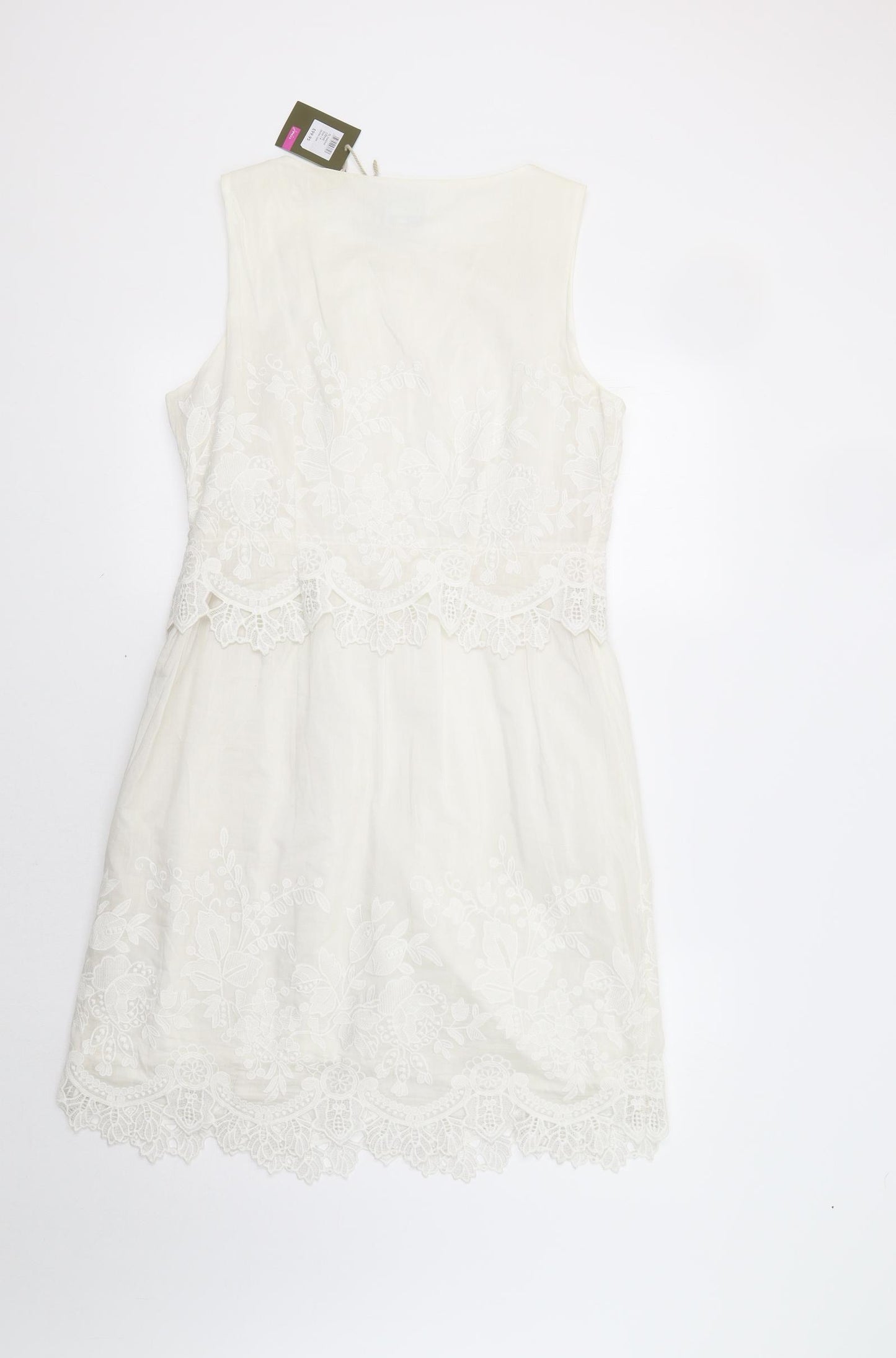 Joules Womens Ivory Floral  A-Line  Size 14  - Lace Detail