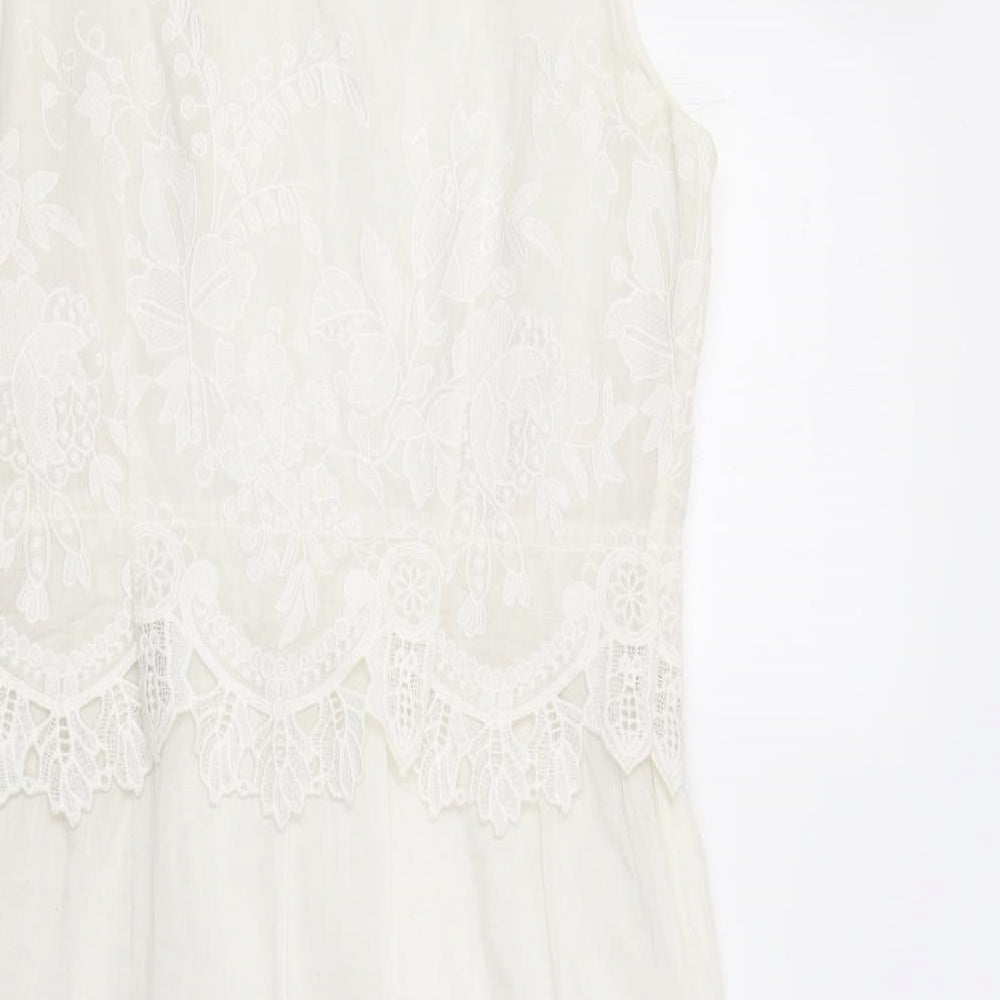 Joules Womens Ivory Floral  A-Line  Size 14  - Lace Detail