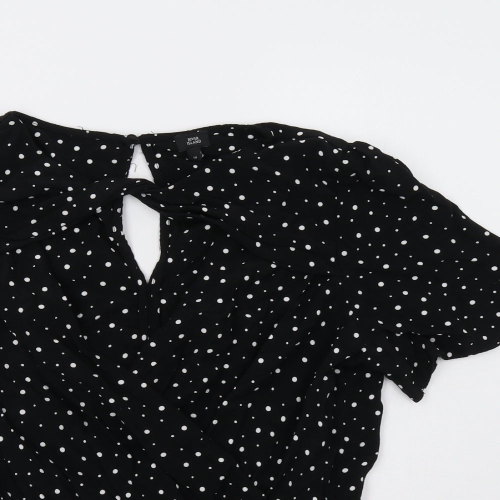 River Island Womens Black Polka Dot  Basic Blouse Size 14