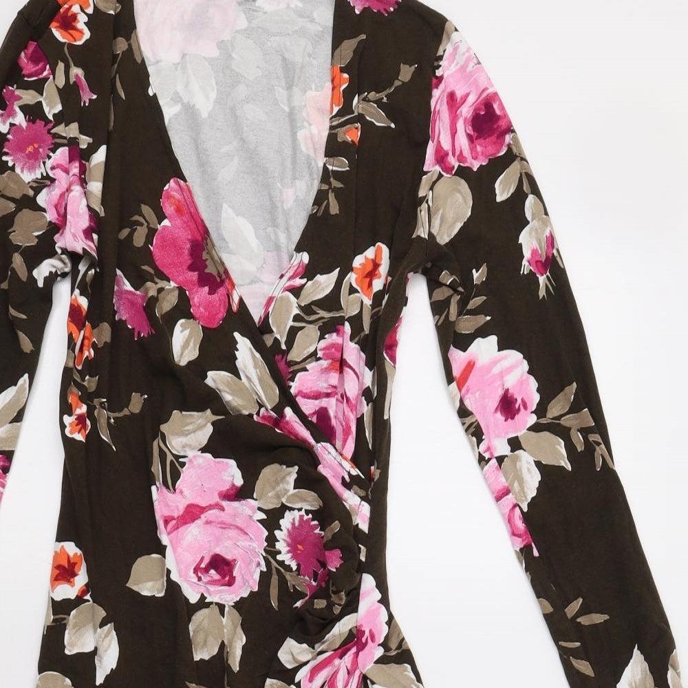 Moglie Womens Brown Floral  A-Line  Size L
