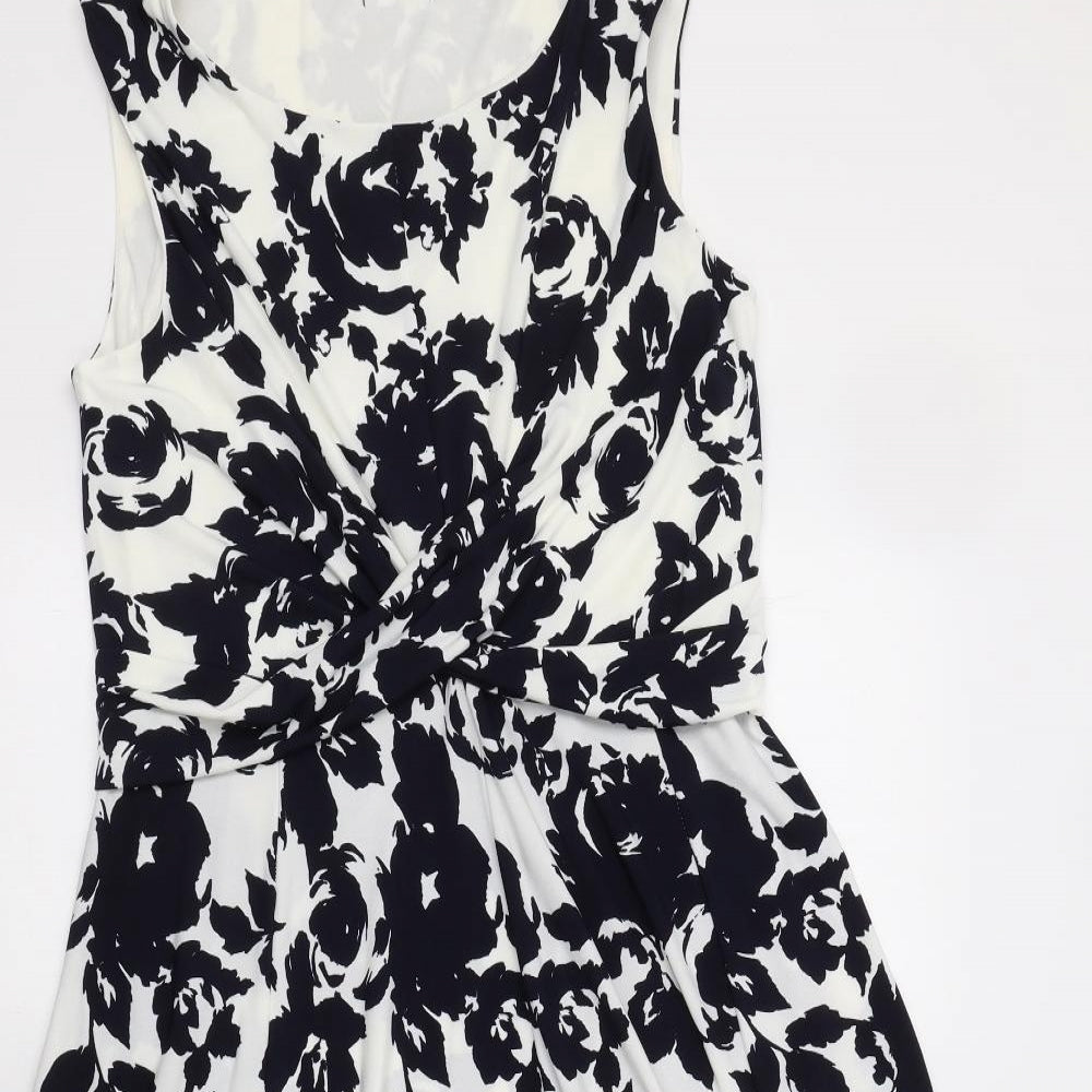 Roman Womens Blue Floral  Fit & Flare  Size 12