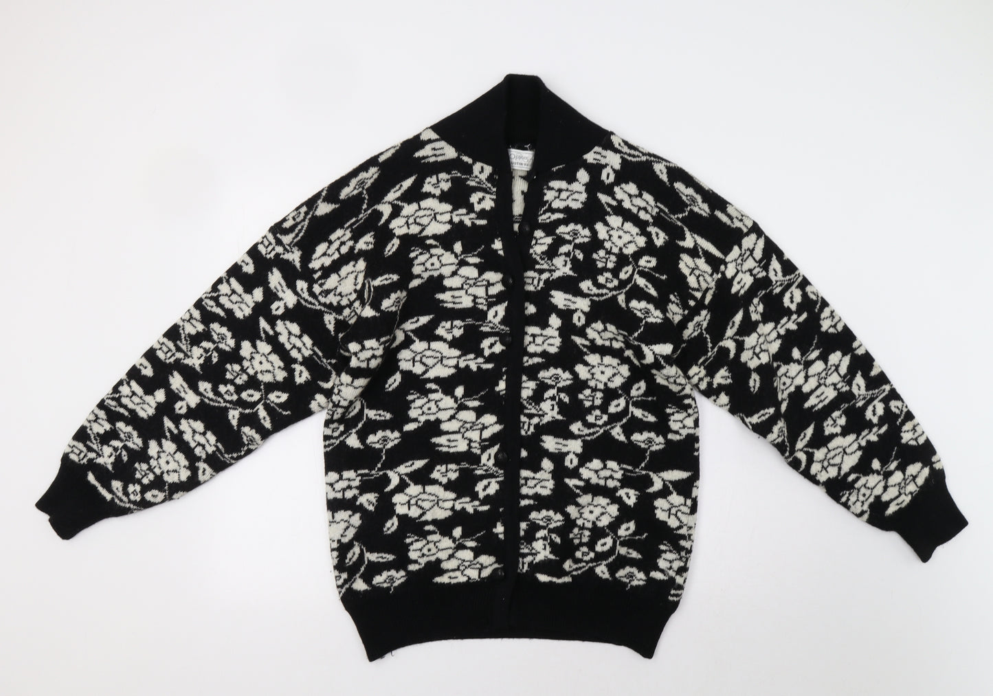 Austin Reed Womens Black Floral  Cardigan Jumper Size 16