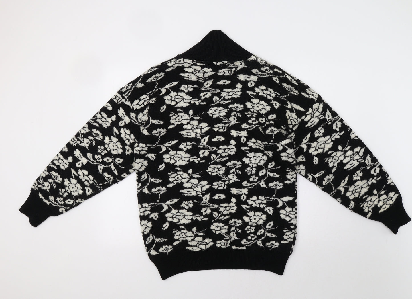 Austin Reed Womens Black Floral  Cardigan Jumper Size 16