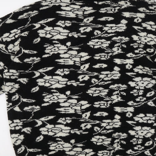 Austin Reed Womens Black Floral  Cardigan Jumper Size 16