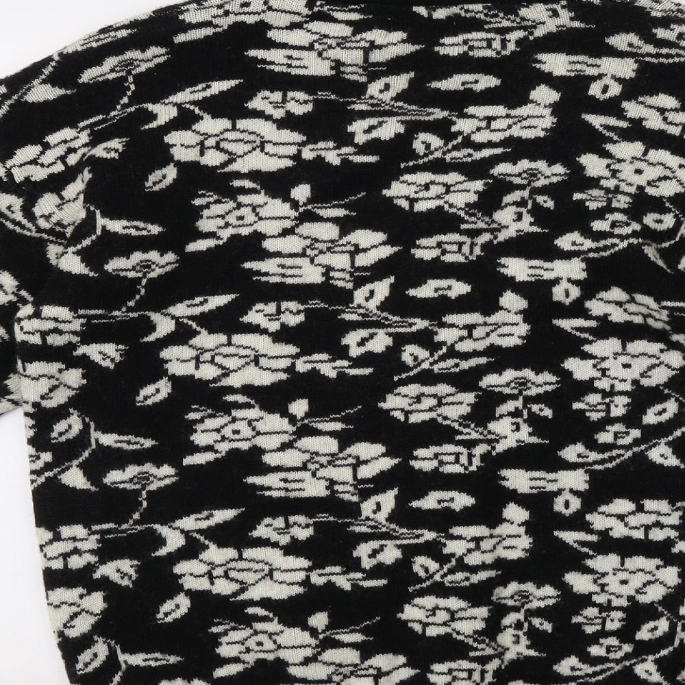 Austin Reed Womens Black Floral  Cardigan Jumper Size 16
