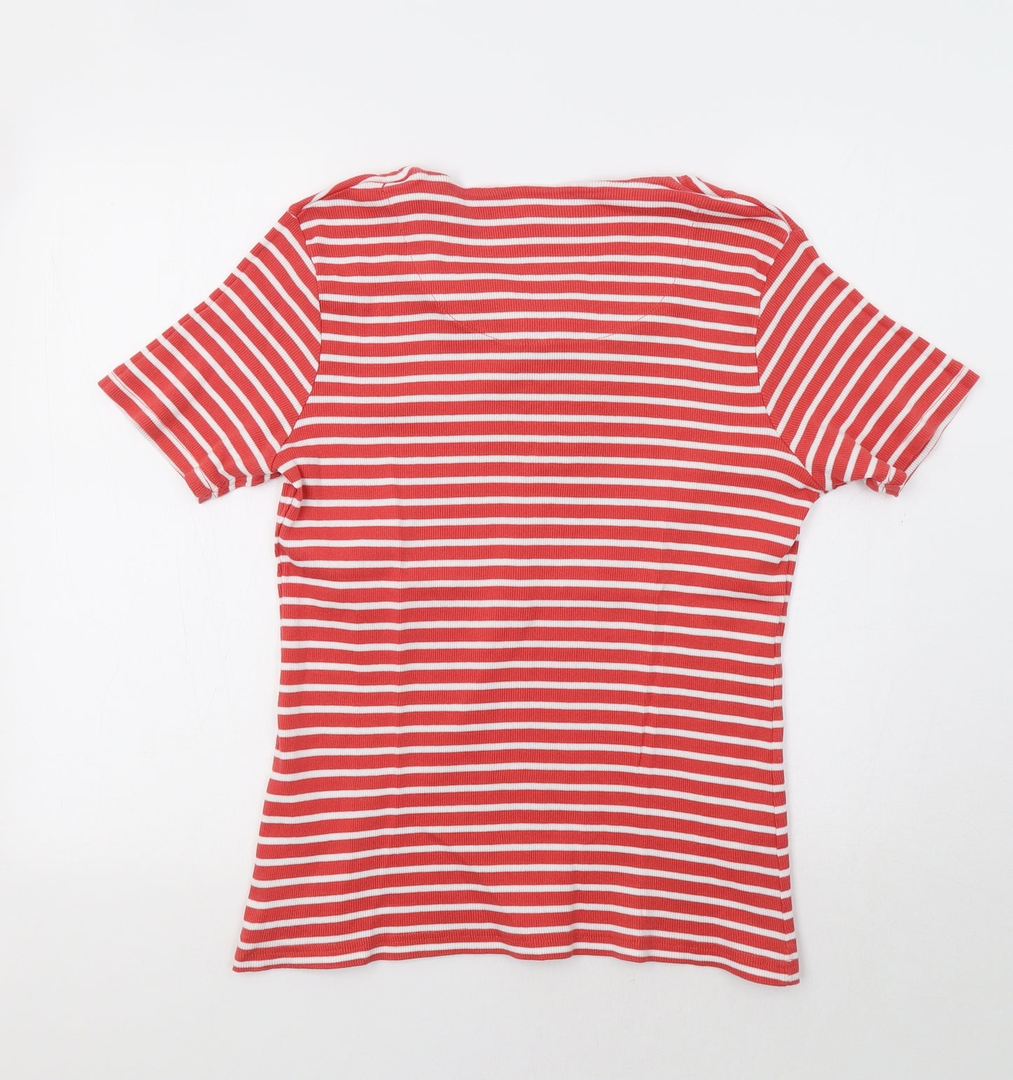 Damart Womens Red Striped  Basic T-Shirt Size 16