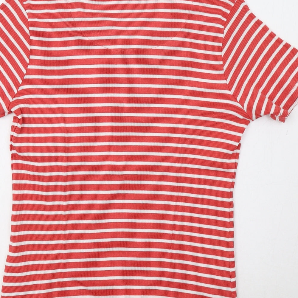 Damart Womens Red Striped  Basic T-Shirt Size 16