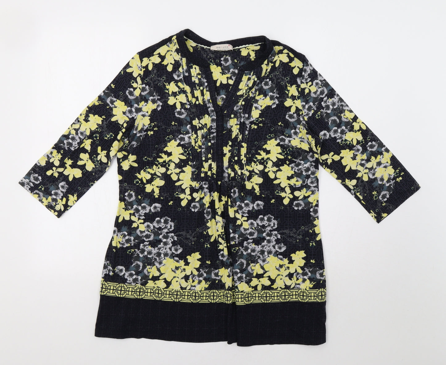 Per Una Womens Blue Floral  Tunic Blouse Size 14